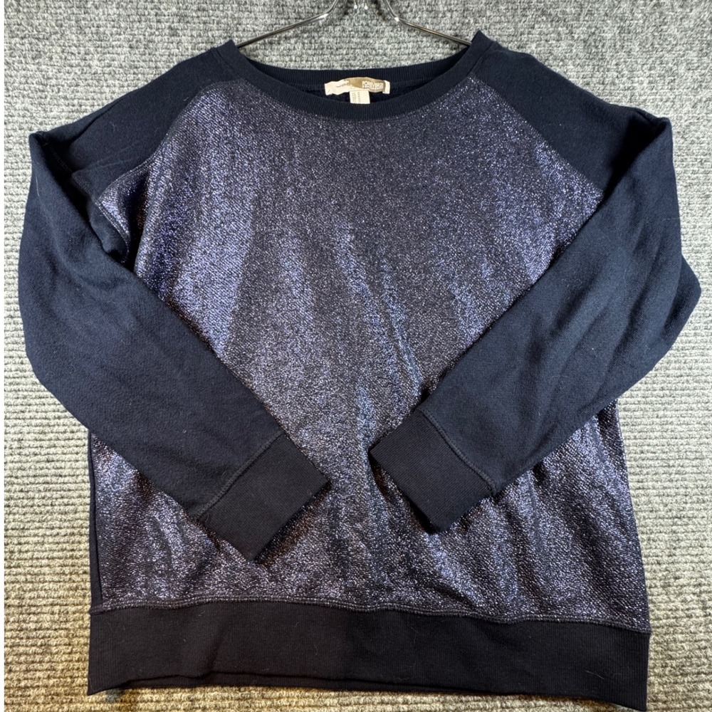 Forever 21 Women's Navy Blue Sparkle Raglan Sweatshirt‎ Size Medium